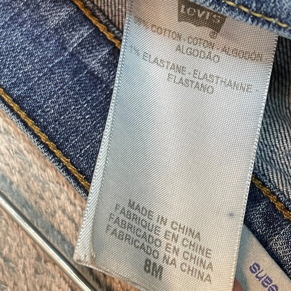 Levis 515 Women Flap Pocket Love Patch Mid Rise Stretch Bootcut Denim Jean 8 - Picture 12 of 13